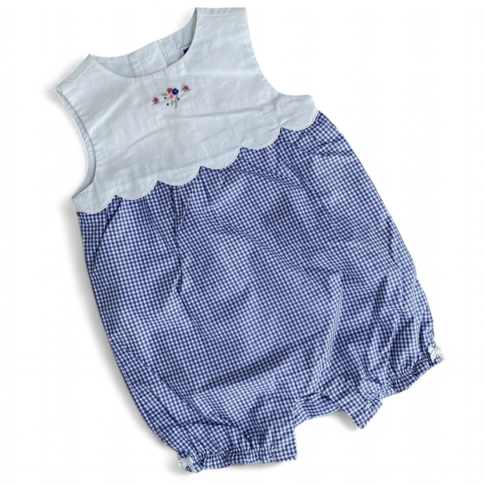 Janie and Jack White and Blue Gingham Romper - size 3-6months